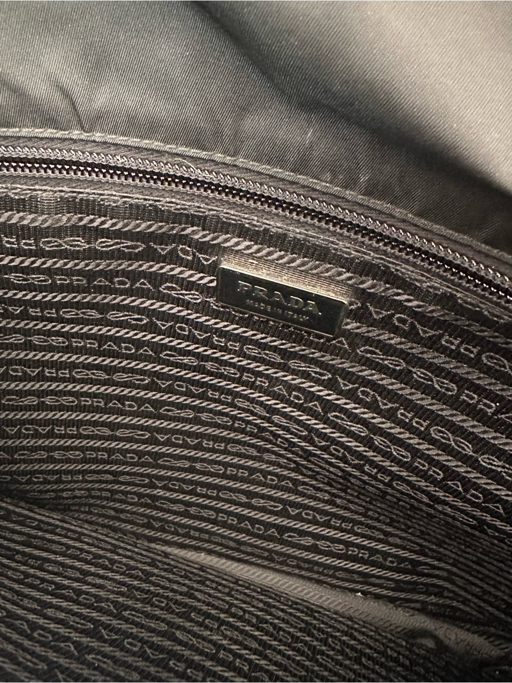 Prada Tessuto Nylon Messenger Laptop Bag unisex crossbody black silver buckle - Picture 7 of 12